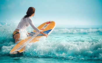 Hot surfing girl full HD wallpaper