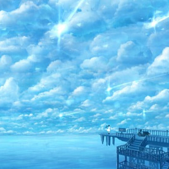 Full Empty Sky, blue, glow, shinig, dress, beauty, nice, scenery, magical, shine, scenic, windy, cloud, female, sweet, magic, scene, girl, beautiful, blow, jetty, anime, flow, pretty, light, blowing, sky, port, lovely HD wallpaper