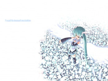 White Flower Field, anime, hatsune miku, turquise hair, vocaloid, idol HD wallpaper