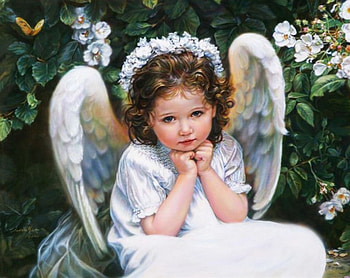 Little Angel, artwork, wings, girl, painting HD wallpaper