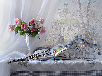 still life, abstract, graphy, vase, flowers HD wallpaper