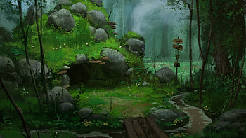 Anime Forest Background HD wallpaper