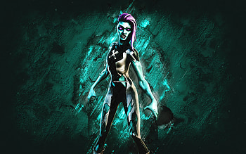 Fortnite Putrid Polarity Skin, Fortnite, main characters, turquoise stone background, Putrid Polarity, Fortnite skins, Putrid Polarity Skin, Putrid Polarity Fortnite, Fortnite characters HD wallpaper