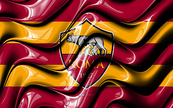 AS Roma flag, , purple and yellow 3D waves, Serie A, italian football club, football, AS Roma logo, soccer, Roma FC, AS Roma HD wallpaper