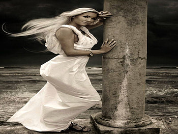 BLOND BEAUTY, white, blond, dress, hair HD wallpaper