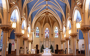 Church in USA, interior, America, church, altar HD wallpaper