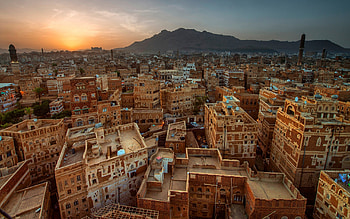 Sanaa, Yemen, Eastern architecture, Evening sunset HD wallpaper