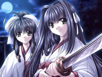 Samurai Girl, night, sword, sister, anime, samurai, girl, protect HD wallpaper