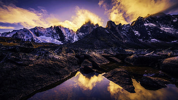 Last light in the backcountry of Tombstone Territorial Park, Yukon, landscape, clouds, sky, mountains, canada, water, reflections, sunset HD wallpaper
