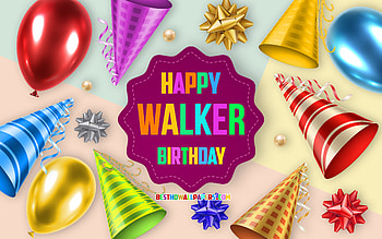 Happy Birtay Walker, , Birtay Balloon Background, Walker, creative art, Happy Walker birtay, silk bows, Walker Birtay, Birtay Party Background HD wallpaper