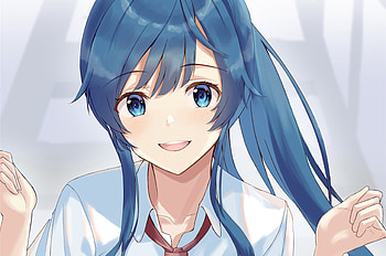 Minami Nanami, Bottom-Tier Character Tomozaki, girl, blue hair HD wallpaper