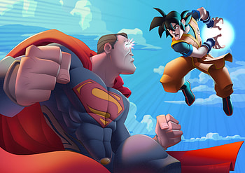Superman Vs Gokuh, superman, goku, superheroes, deviantart, artwork HD wallpaper
