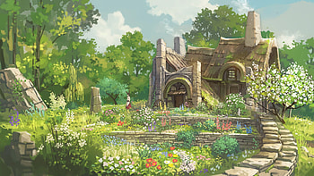Anime, Building, Flower, Hut HD wallpaper