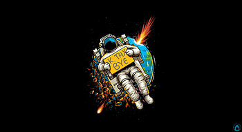 Astronaut Okae Bye , astronaut, artist, artwork, digital-art, black, oled, dark HD wallpaper