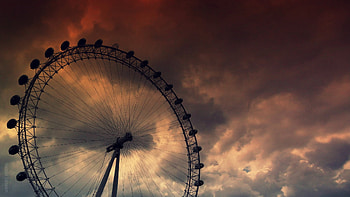 Cities, Sky, Clouds, Ferris Wheel, Mainly Cloudy, Overcast HD wallpaper