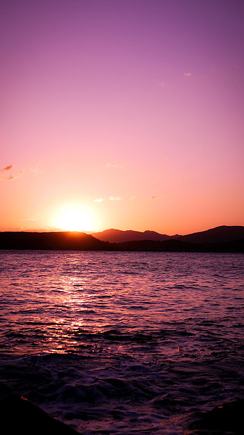 Nature, Sunset, Sky, Sun, Waves, Horizon, Glare HD phone wallpaper