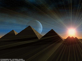 Pyramids, sky, planet, sun HD wallpaper