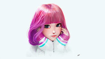 Girl, pink, fantasy, portrait, face, fitaro HD wallpaper