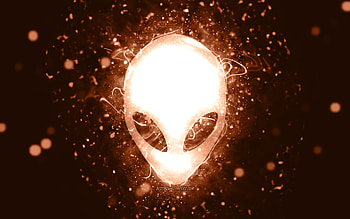 Alienware brown logo, , brown neon lights, creative, brown abstract background, Alienware logo, brands, Alienware HD wallpaper