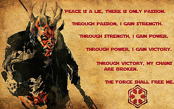 All I did was add the text and sith logo. The Darth Maul background was done by the guy in the link. http://nicollearl.deviantart.com/art/Darth-Maul-2- ... HD wallpaper