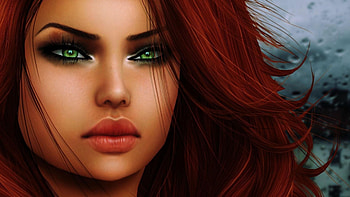 Superb Redhead, fantasy, art, redhead, green eyes, woman HD wallpaper