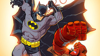 Batman Vs Hellboy, batman, hellboy, superheroes, artwork, artist, artstation HD wallpaper