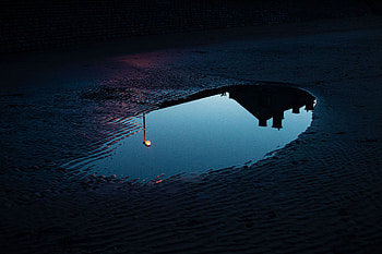 Reflection, Dark, Lamp, Lantern, Puddle HD wallpaper