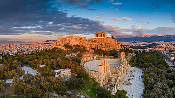 Aerial view of Acropolis, Temple of Athena Nike, Parthenon, Greek historical sites HD wallpaper