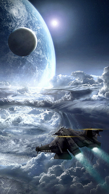 First Squad on Approach, spaceship, cloud, planet, video game HD phone wallpaper