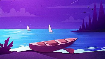 Boat Night Scenery Minimalist, boat, night, scenery, minimalism, minimalist, artist, artwork, digital-art, dribbble HD wallpaper