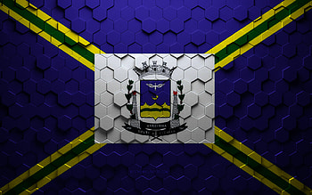 Flag of Varginha, honeycomb art, Varginha hexagons flag, Varginha 3d hexagons art, Varginha flag HD wallpaper
