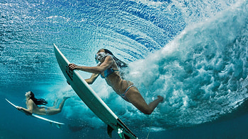 Surfer girl , Captivating waves, Ocean adventures, Aquatic excitement HD wallpaper
