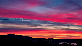 Pink, orange sky, sunset, nature HD wallpaper