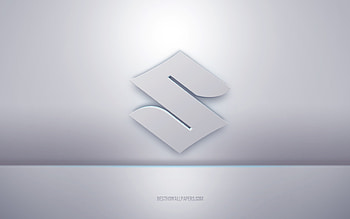 Suzuki 3d white logo, gray background, Suzuki logo, creative 3d art, Suzuki, 3d emblem HD wallpaper
