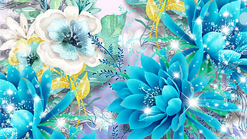 Beauty of Blues, blue, summer, Firefox theme, shine, flowers, stars, spring, lotus HD wallpaper