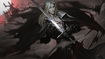 Castlevania, fantasy, sword, art, man, yongji dai, vampire, dark HD wallpaper