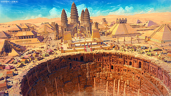 Desert City, fantasy, city, fantasy city HD wallpaper