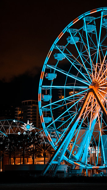 Night, Miscellanea, Miscellaneous, Illumination, Backlight, Ferris Wheel, Attraction, Illuminations HD phone wallpaper