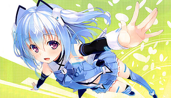 1000-chan, blue, kawaii, anime girl, twintail, cute, short hair, girl, blue hair HD wallpaper