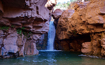 Cibeque Falls, AZ, trees, river, cliff, rocks, usa HD wallpaper