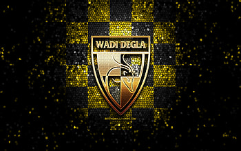 Wadi Degla FC, glitter logo, Egyptian Premier League, yellow black checkered background, EPL, soccer, egyptian football club, Wadi Degla logo, mosaic art, football, Wadi Degla HD wallpaper