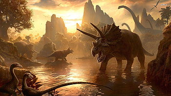 Roaring giants, Mesozoic era, Paleontological wonders, Prehistoric world HD wallpaper