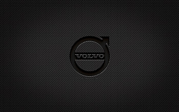 Volvo carbon logo, , grunge art, carbon background, creative, Volvo black logo, cars brands, Volvo logo, Volvo HD wallpaper
