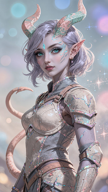 Starlit Tiefling | Iridescent Tiefling | Celestial Tiefling Mobile, Elf, Horns, Armor HD phone wallpaper