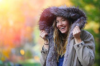 Hood, coat, lady, pretty HD wallpaper