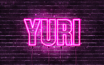Happy Birtay Yuri, , pink neon lights, Yuri name, creative, Yuri Happy Birtay, Yuri Birtay, popular japanese female names, with Yuri name, Yuri HD wallpaper