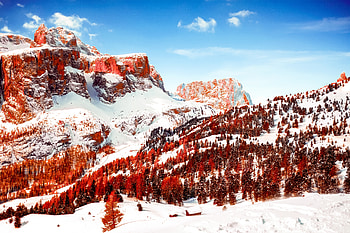 Snow Capped Mountains Red Infrared Dolomites , mountains, snow, nature HD wallpaper