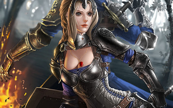 Fantasy girl, pendant, girl, beauty, armor, woman, fantasy, battle, game, fighter HD wallpaper