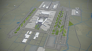Guangzhou Baiyun Airport, 3D model, Airport architecture HD wallpaper