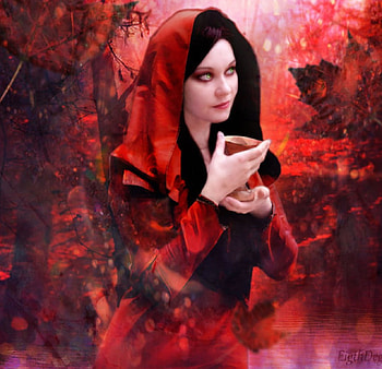Red Sky, fantasy, hood, red, sky, girl HD wallpaper